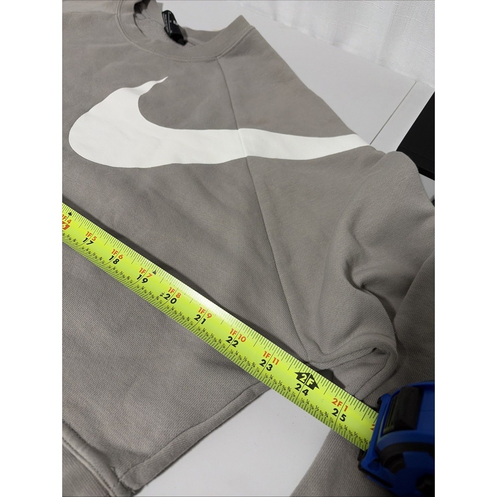 Nike Dri-FIT Cropped Swoosh Logo Sweatshirt Light Gray Womens M - Picture 7 of 10